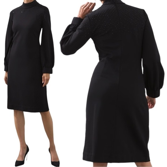 NWT Chicos Black Label Go Beaded Long Sleeve Dress sz 18 - Picture 14 of 15